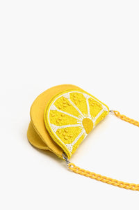 Couture Crescent Lemon Shoulder Bag