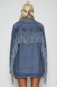 Premium Fringe Denim Blazer