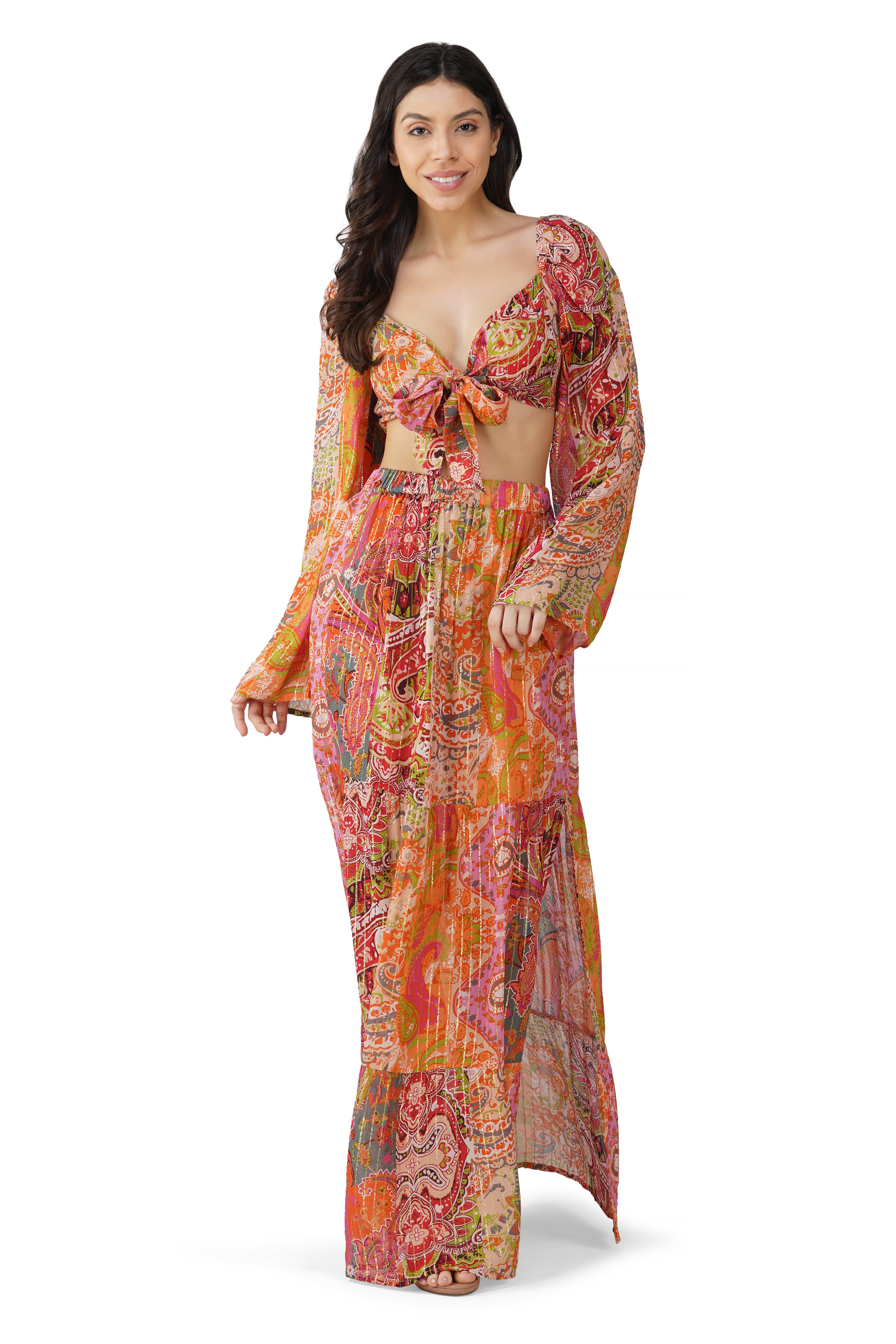 Paisley Print Front Tie Top – Clover Tiger