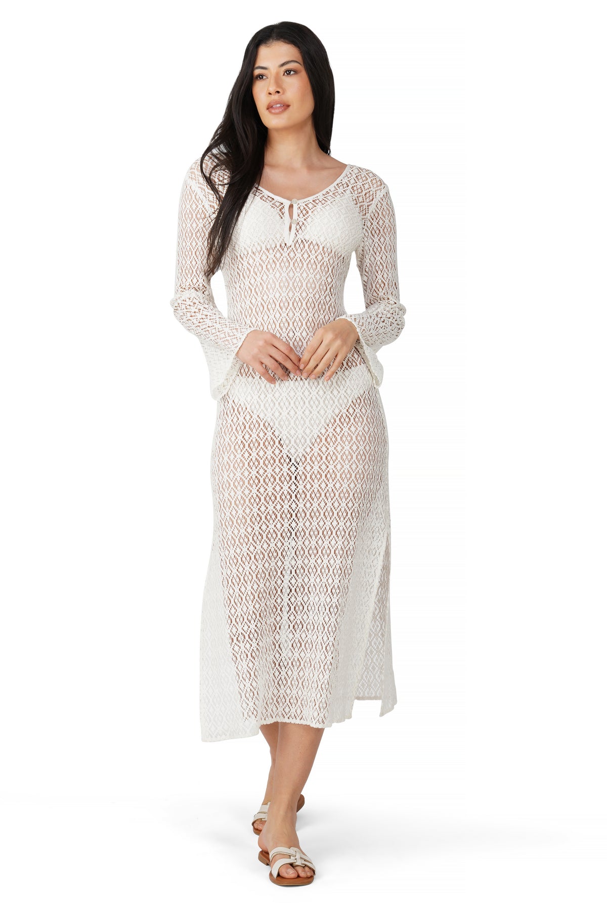 Diamond Cut Crochet Lace Bodycon Cover Up Dress