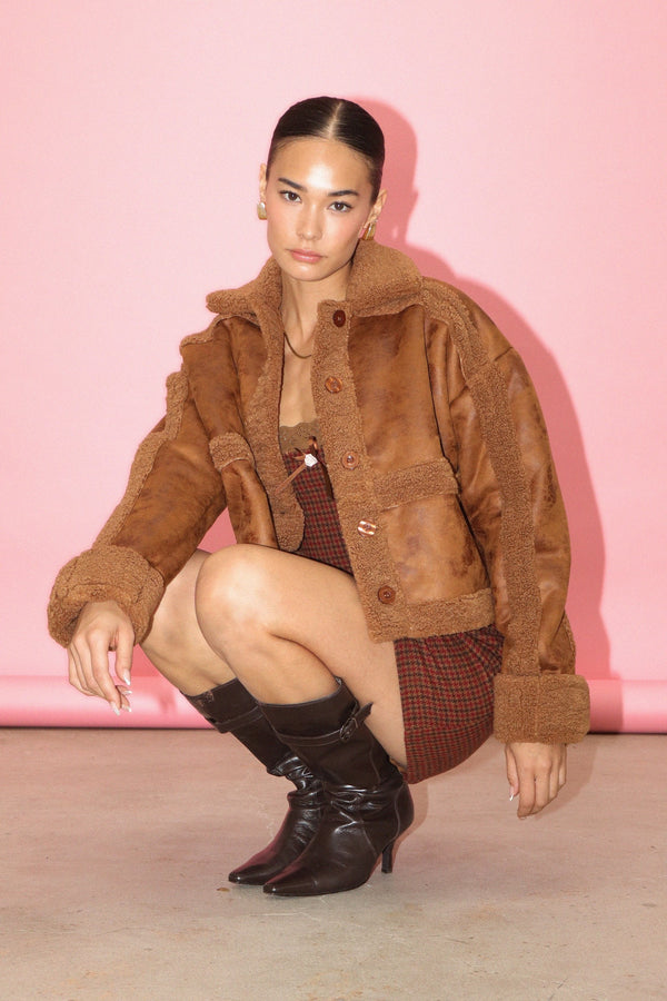 Faux Suede Shearling Jacket